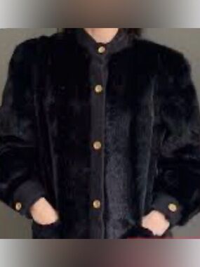 New! Lilli Ann Fur Gold Button Bomber Jacket Size Medium